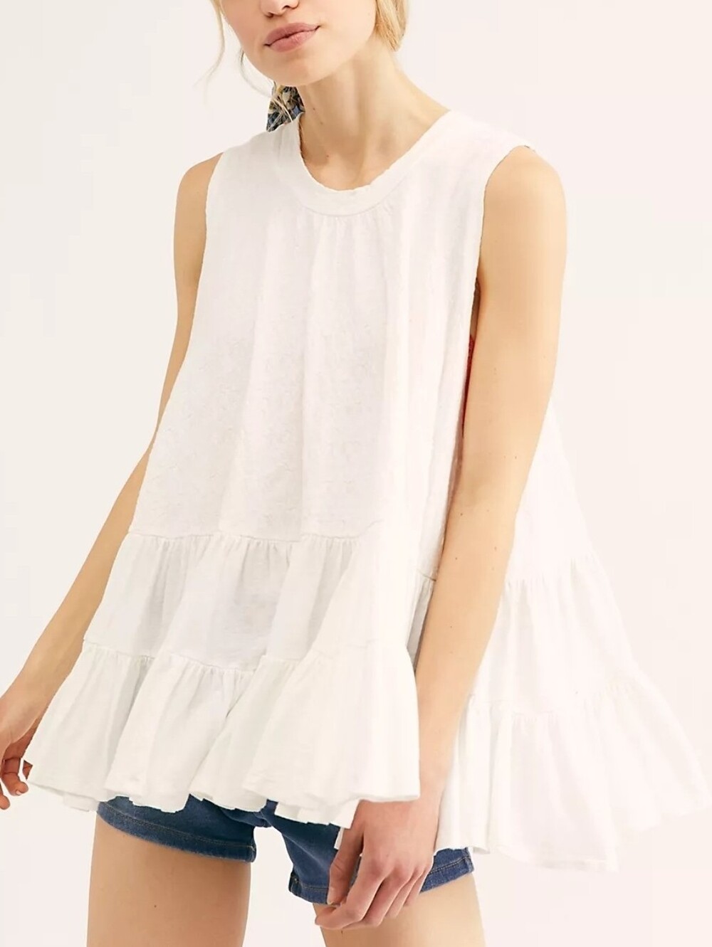 Free People Right On Time Tunic Tank Ivory Size S Oversized Boho Beachy Festival
